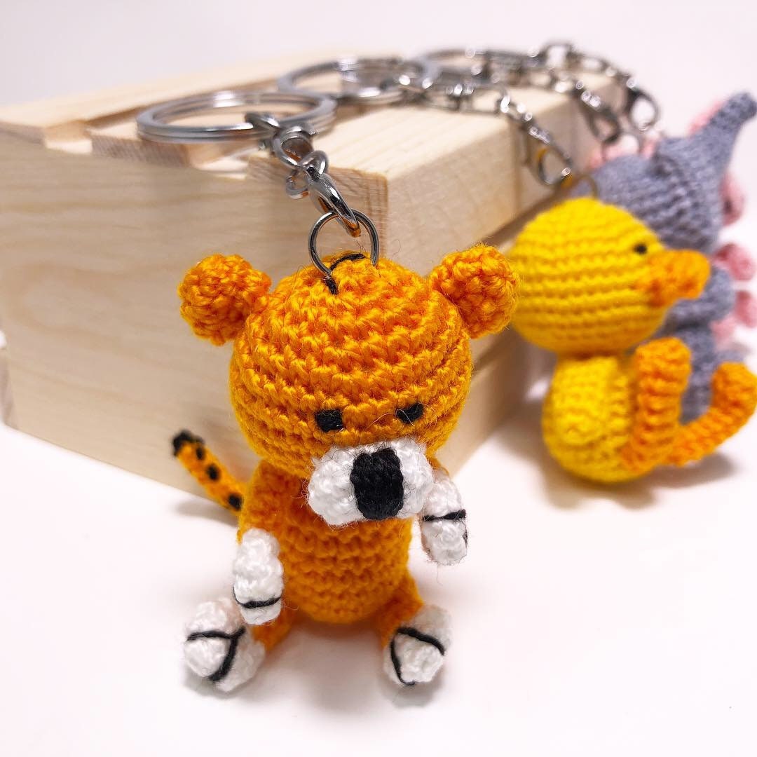 Crochet Tiger Keychain, Amigurumi Handmade Gift, Bag Charm Gift and