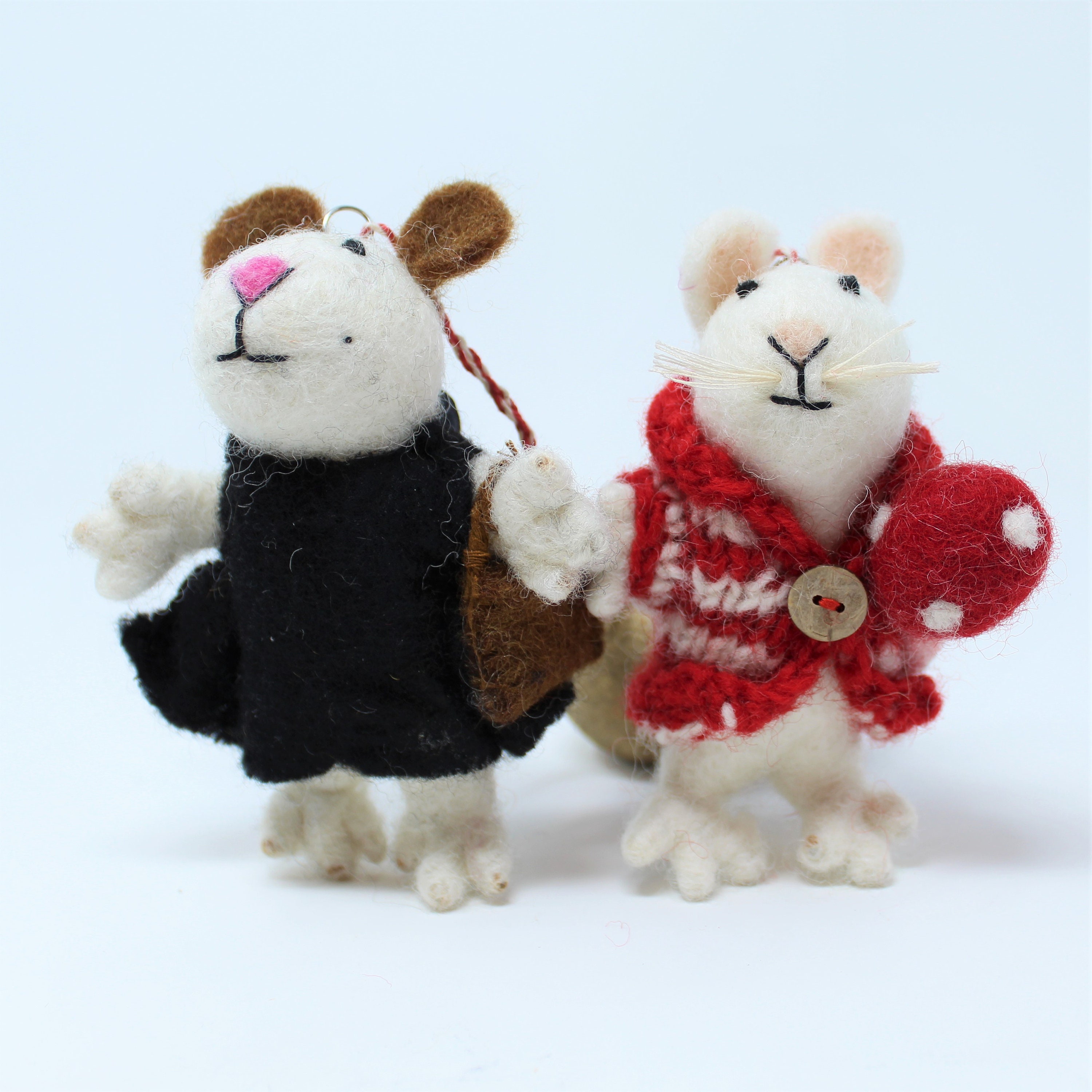 Felt Wool Christmas Ornament Mice Set of 2 - Animal Felt Christmas Tree Felt Wool Christmas Ornament Mice Set of 2 - Animal Felt Christmas Tree