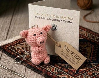 Crochet Pig Keychain – Handmade Amigurumi Bag Charm