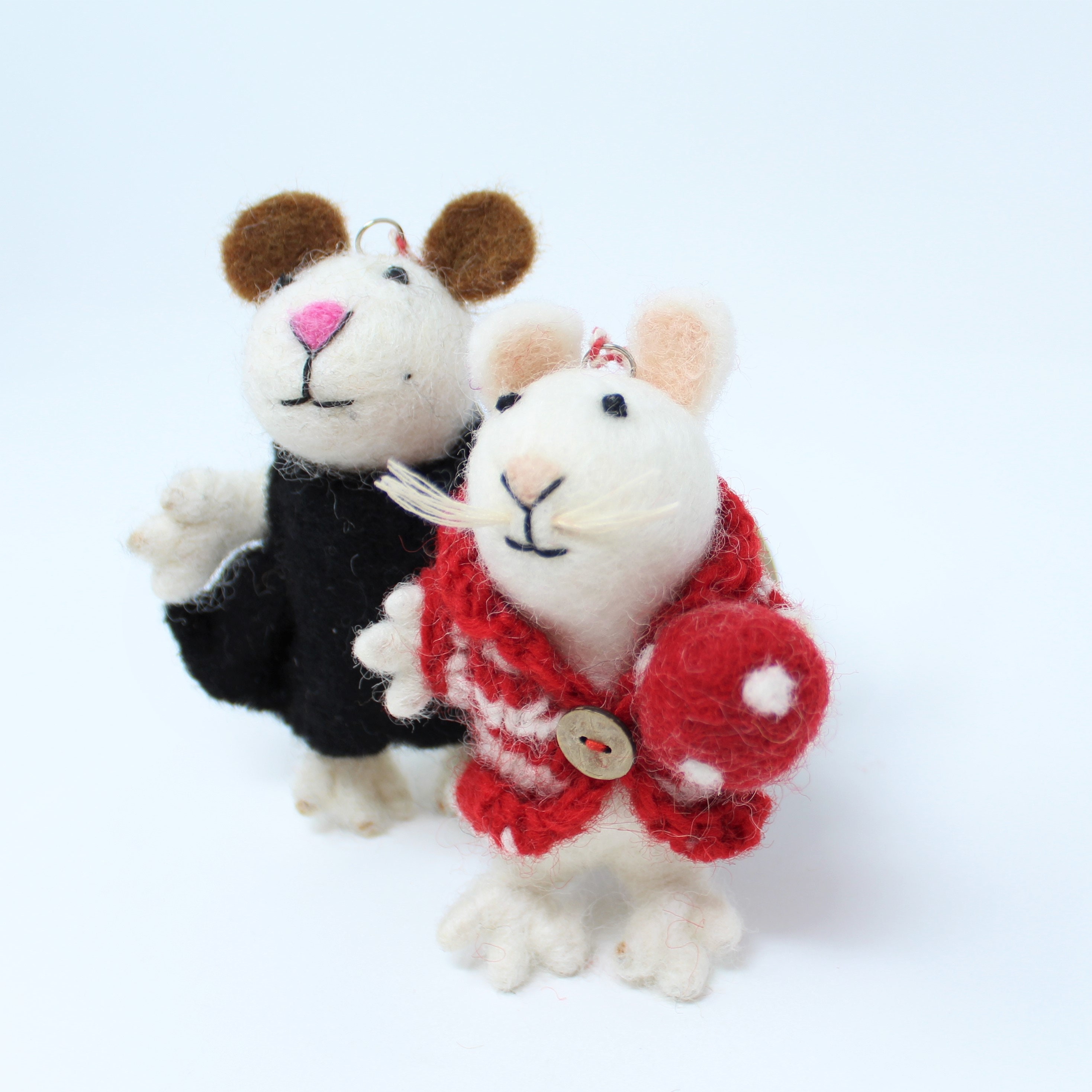 Felt Wool Christmas Ornament Mice Set of 2 Animal Felt Christmas Tree