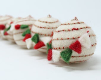 Felt Wool Balls Flags - Christmas Ornaments Set of 6 - Handmade from Eco-friendly dyes -100% Wool - Fair Trade Certified™ Gifts