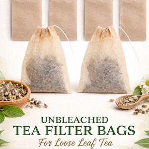 Unbleached Tea Filter Bags – Natural Drawstring Infusers for Loose Leaf Tea 画像 7