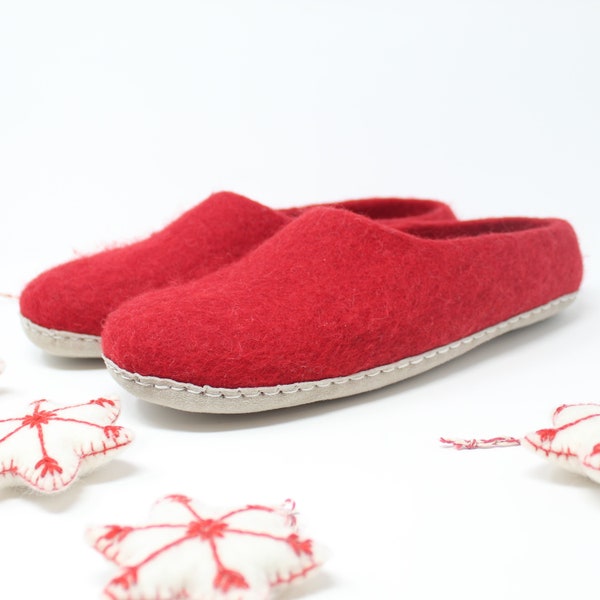 Felted Wool Women’s Red Slippers | Gift for Her | Sheep Wool Slippers | Women’s Slippers | Home Shoes | House Shoes