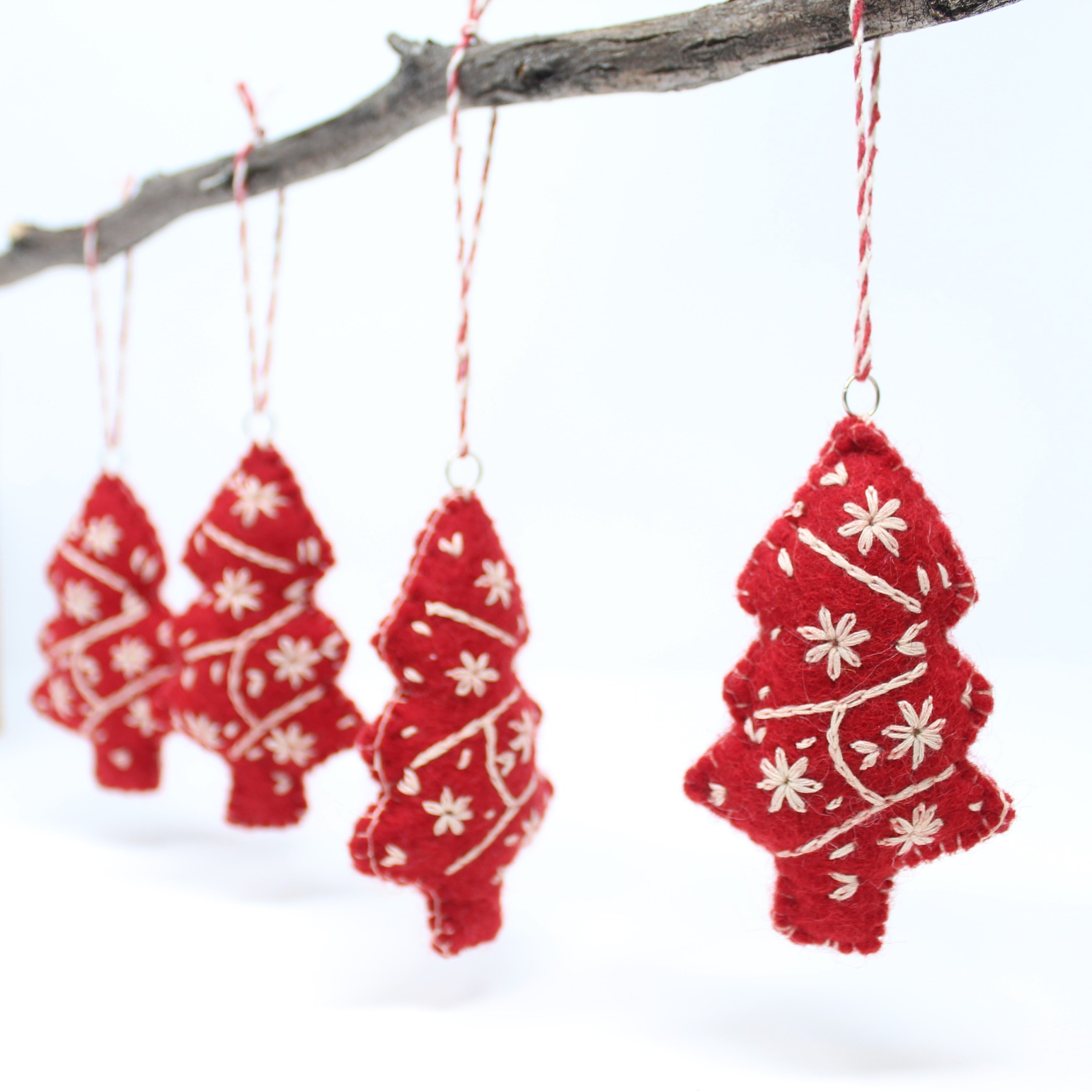 Felt Ornaments, Red Christmas Trees Pack of 8 Christmas Ornaments Felt Wool Ornaments Felt Ornaments, Red Christmas Trees Pack of 8 Christmas Ornaments Felt Wool Ornaments