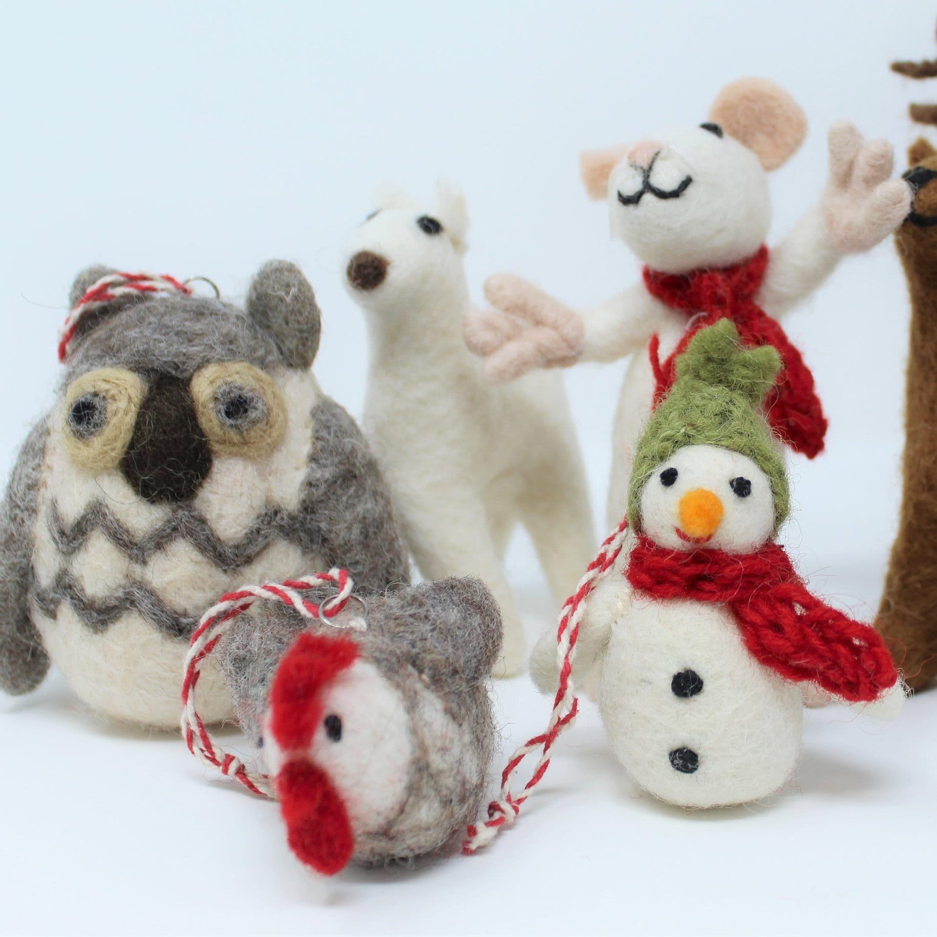 Felt Wool Christmas Ornament  Handmade Classic Animal Felt Christmas