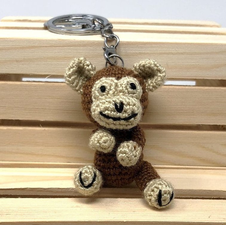 Crochet keychain Monkey Amigurumi Keyring Little Monkey Keychain