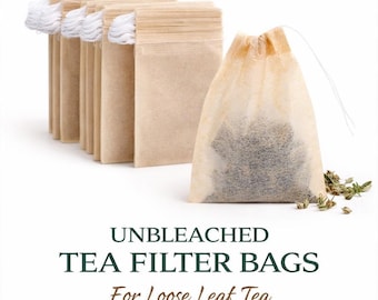 Unbleached Tea Filter Bags – Natural Drawstring Infusers for Loose Leaf Tea