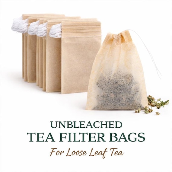 Unbleached Tea Filter Bags – Natural Drawstring Infusers for Loose Leaf Tea