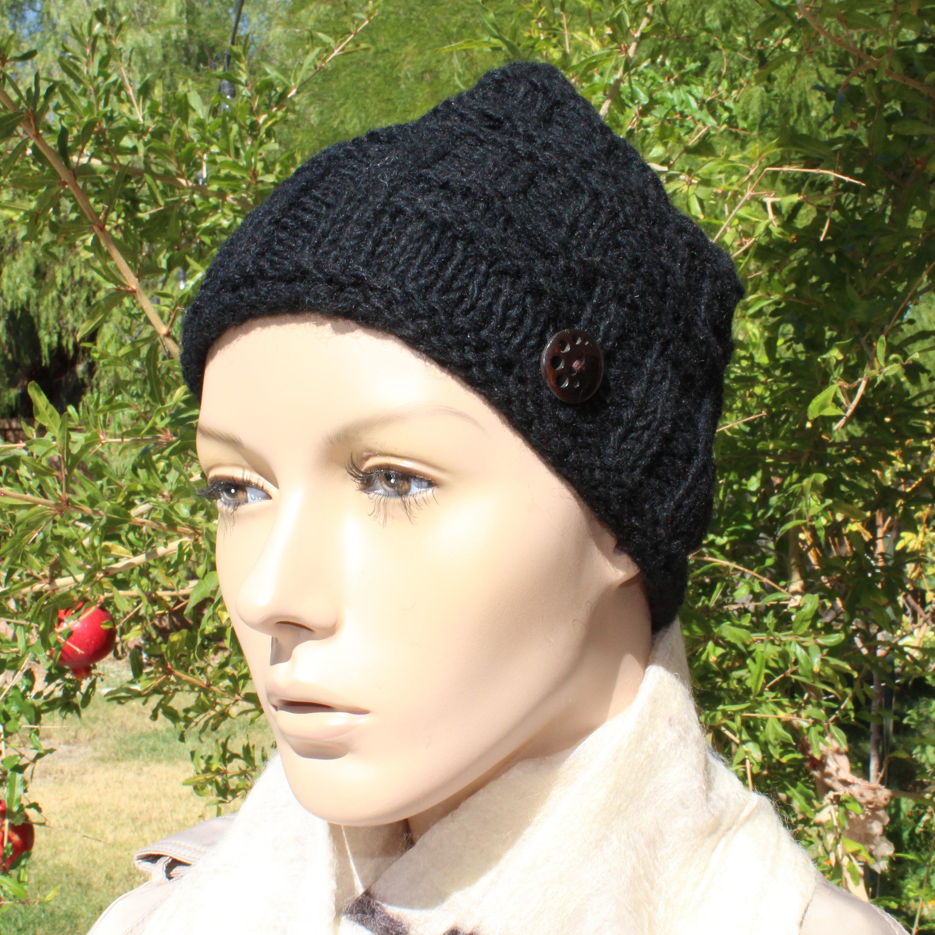 Winter Knitted Wool Beanie Hat Warm Black Hat Winter Beanie
