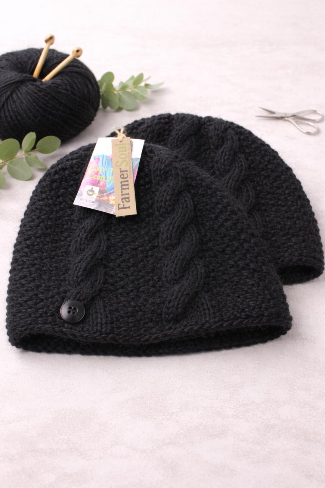 Hand Knit Wool Beanie - Heavyweight Winter Hat, Micro Fleece Lined Unisex Hand-Knit Woolen Beanie Hat with Micro-Fleece Lining  main image 4