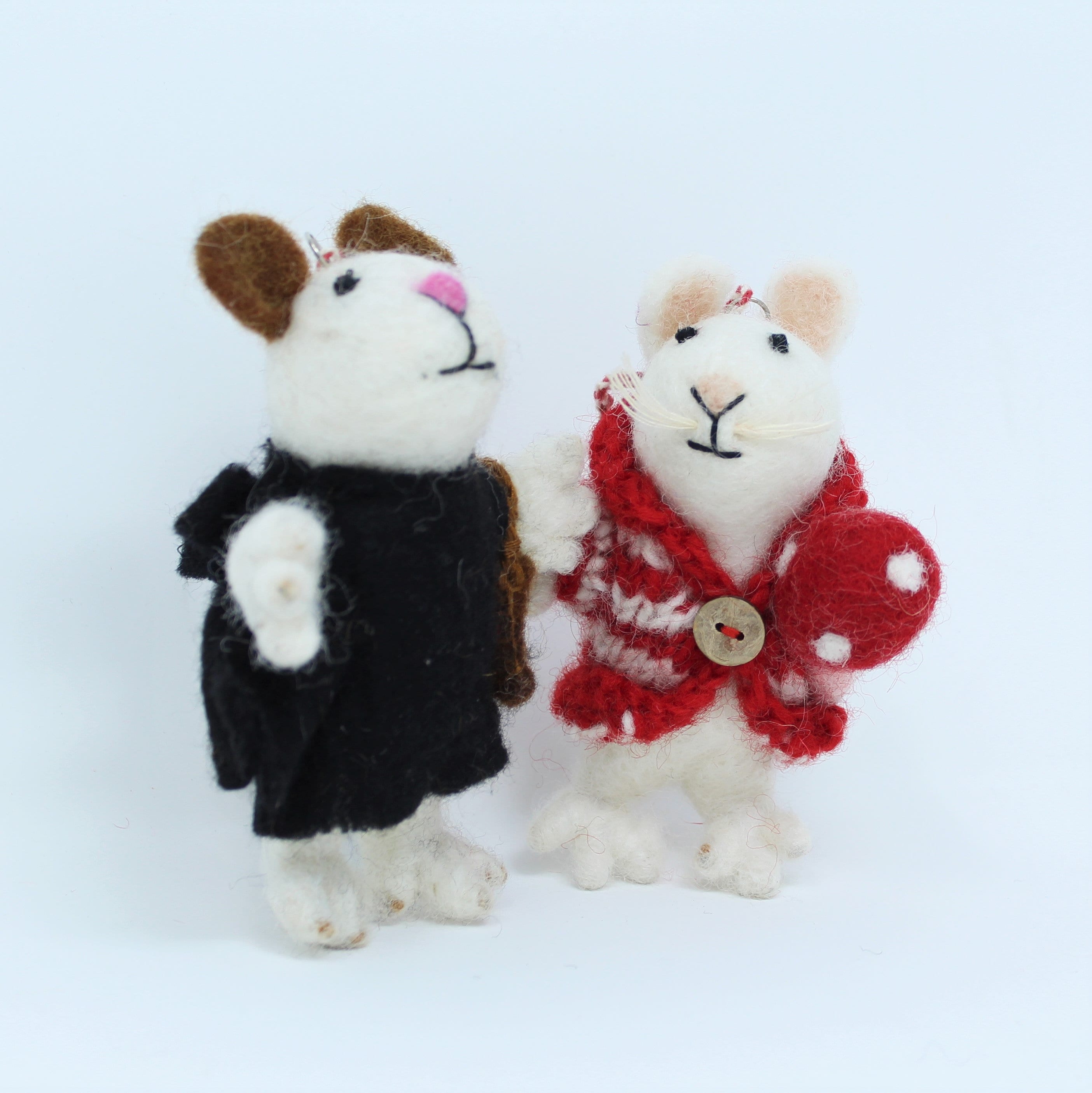Felt Wool Christmas Ornament Mice Set of 2 Animal Felt Christmas Tree