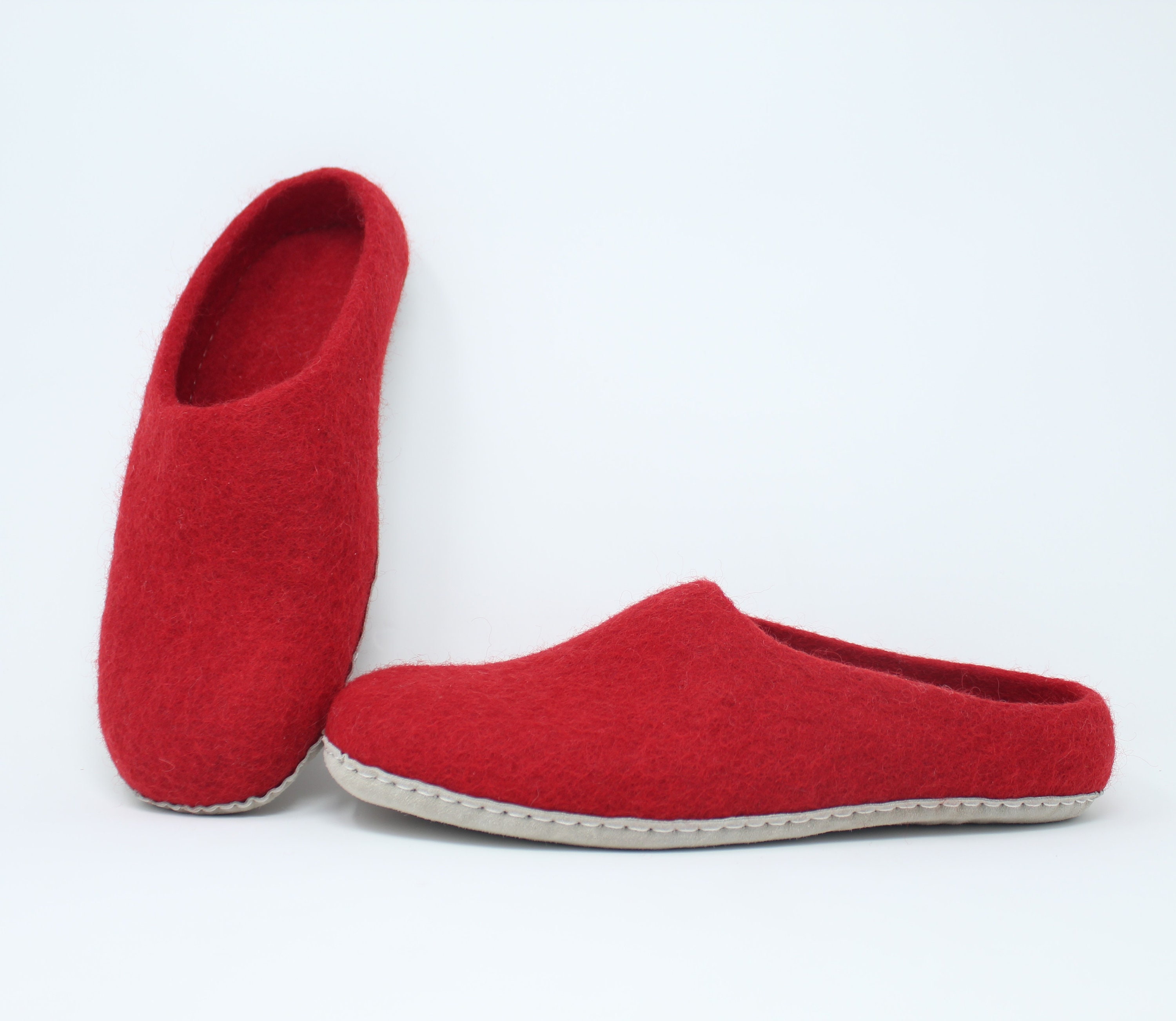 Felted Wool Women’s Red Slippers | Gift for Her | Sheep Wool Slippers ...