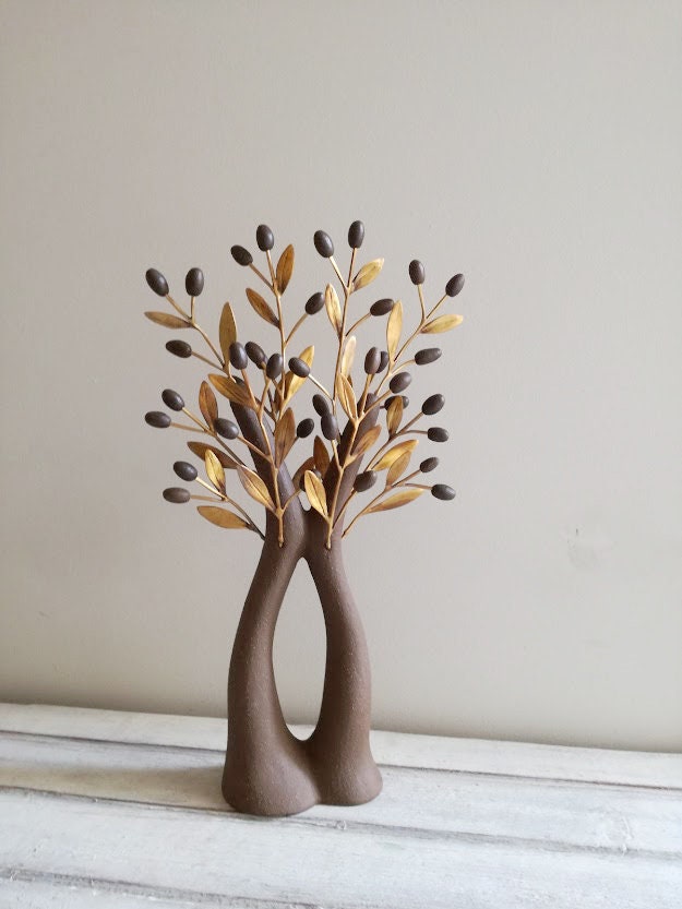 Modern Olive Tree Sculpture Ceramic Olive Tree With Brass Etsy Canada