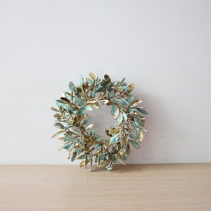 Mastic tree wreath, Greek schinus mini wreath, electroplated mastic tree wreath, brass-copper patina wreath image 2