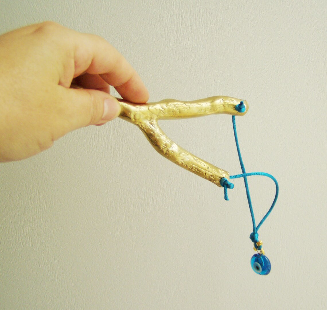 Gold Slingshot Sculpture Life Size Brass Slingshot With Etsy UK