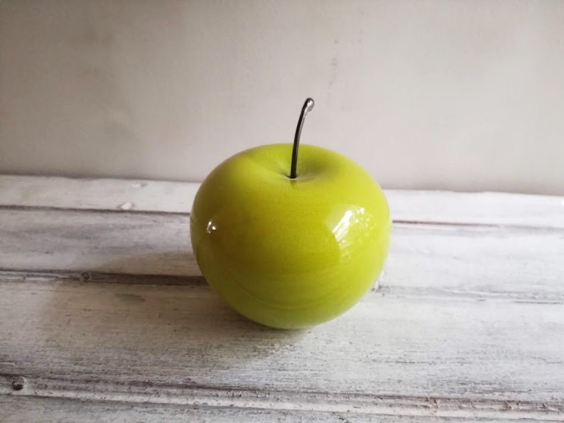 Green Ceramic Apple Sculpture Life Size Lime Green Ceramic Etsy