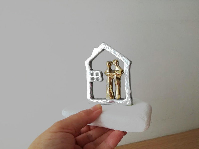 Haus und Paar Skulptur Aluminium Haus Umriss mit Messing | Etsy