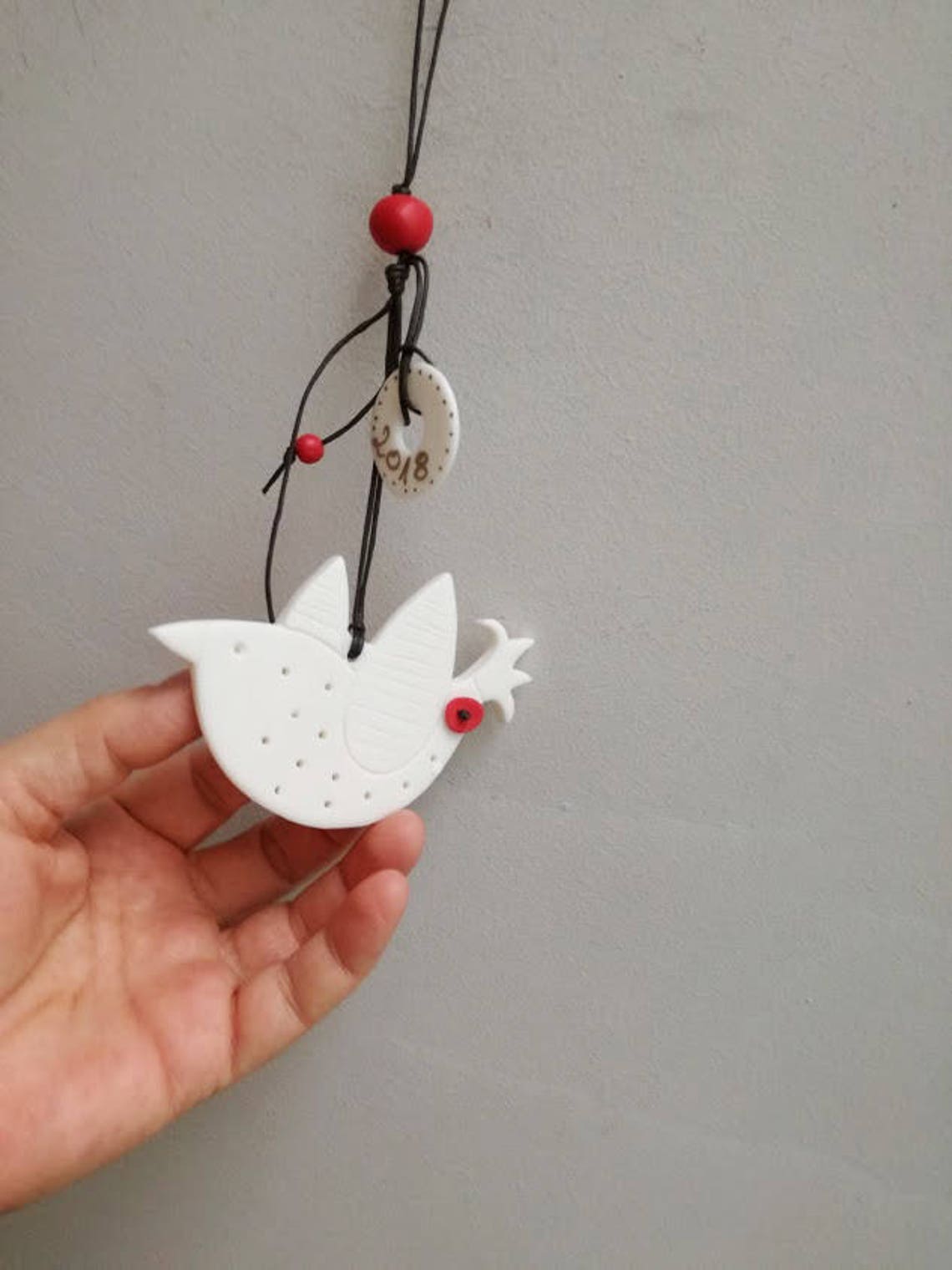 White Bird Ornament Xmas Tree Porcelain Bird Ornament With Etsy
