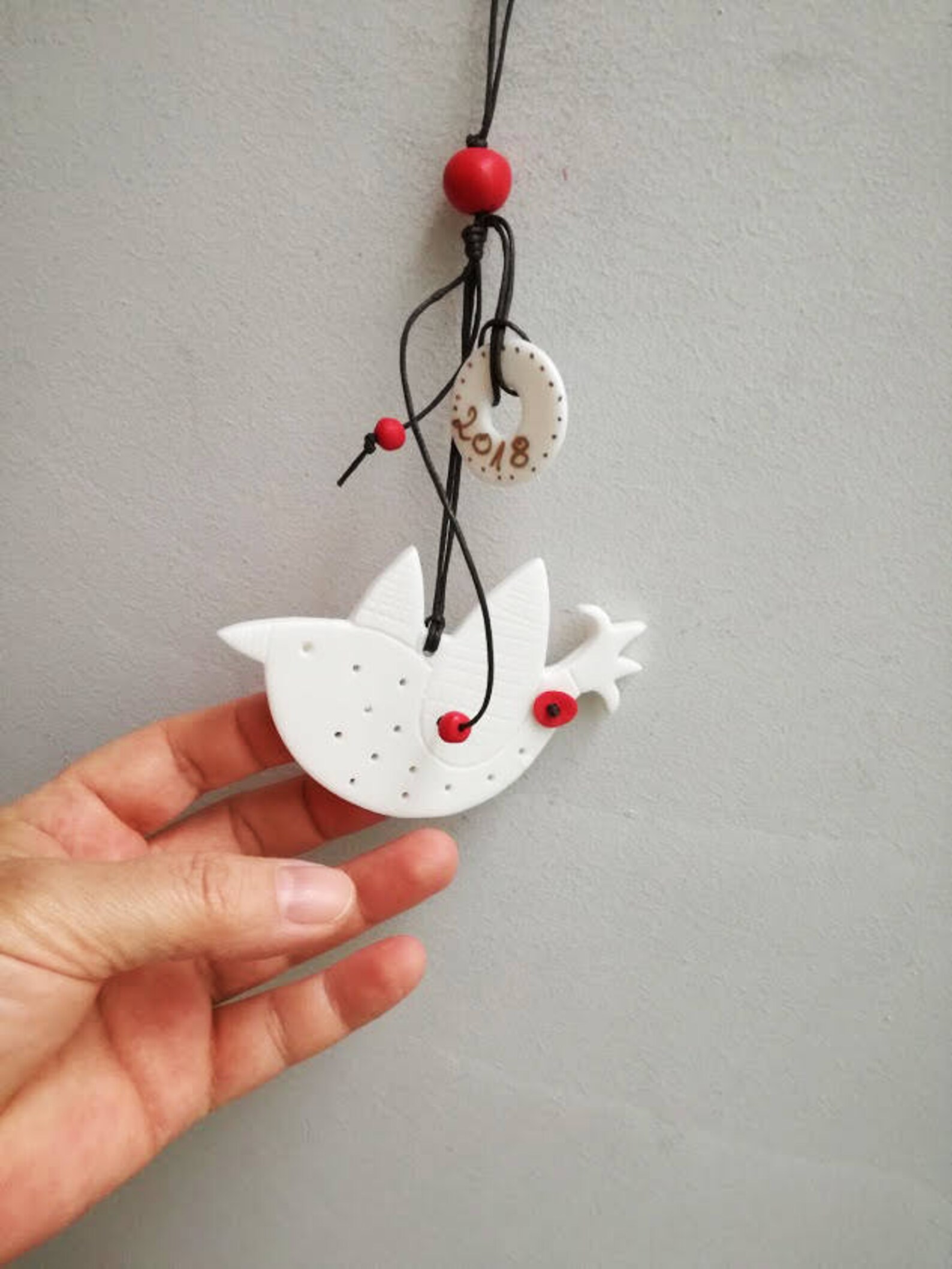 White Bird Ornament Xmas Tree Porcelain Bird Ornament With Etsy