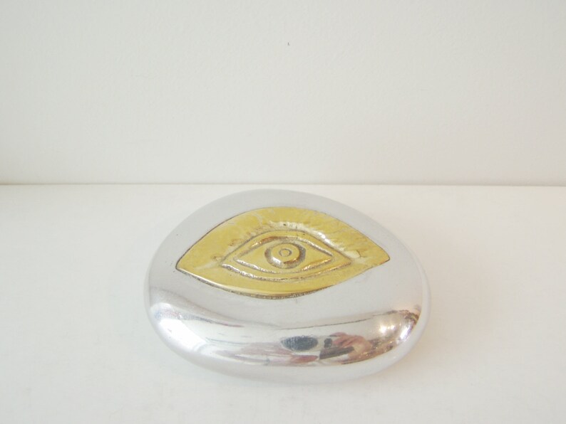 Brass Eye Paperweight Pebble Brass Eye on Aluminum Pebble Etsy