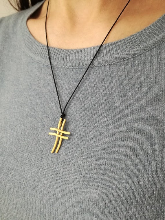 Double Gold Cross Necklace Minimal 