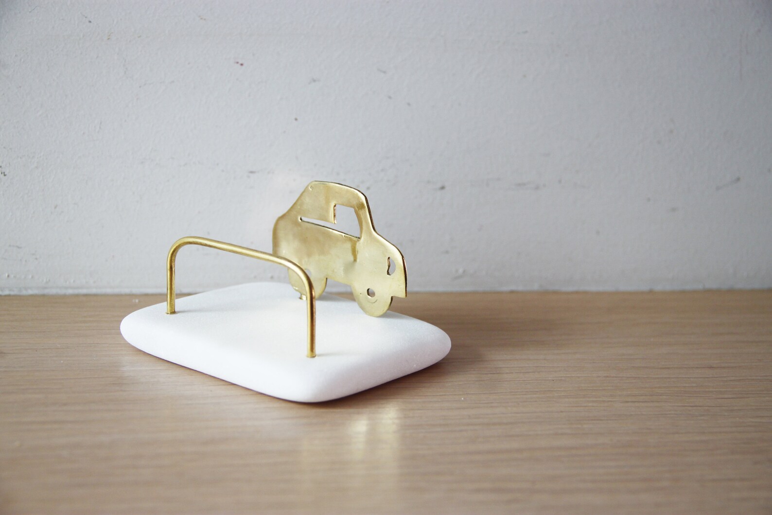 Brass Car Card Holder Brass Car Sculpture on White Stone With | Etsy