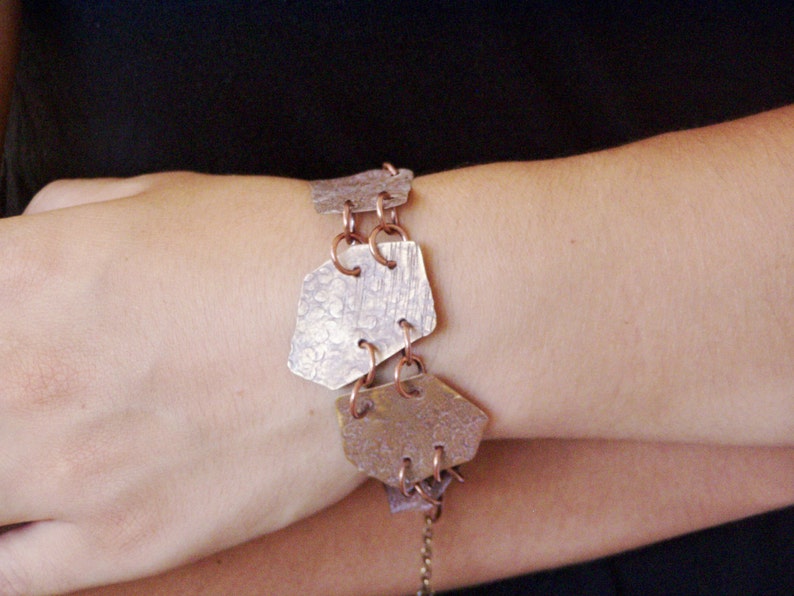 trapezoid boho jewelry unique boho bracelet oxidised and hammered brass cuff Boho geometric bracelet geometric jewelry brass bracelet