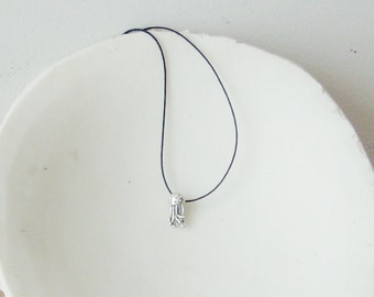 Jellyfish silver pendant, tiny jellyfish pendant on a black cord, slightly oxidised jellyfish neklace, sterling silver jelly fish pendant