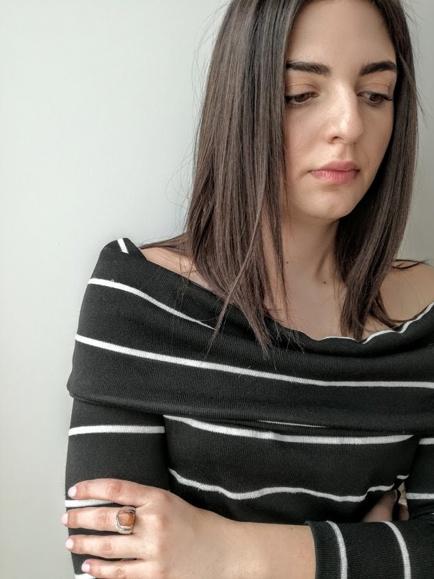 Quartz stone ring, raw stone ring, sterling silver, unique ring with