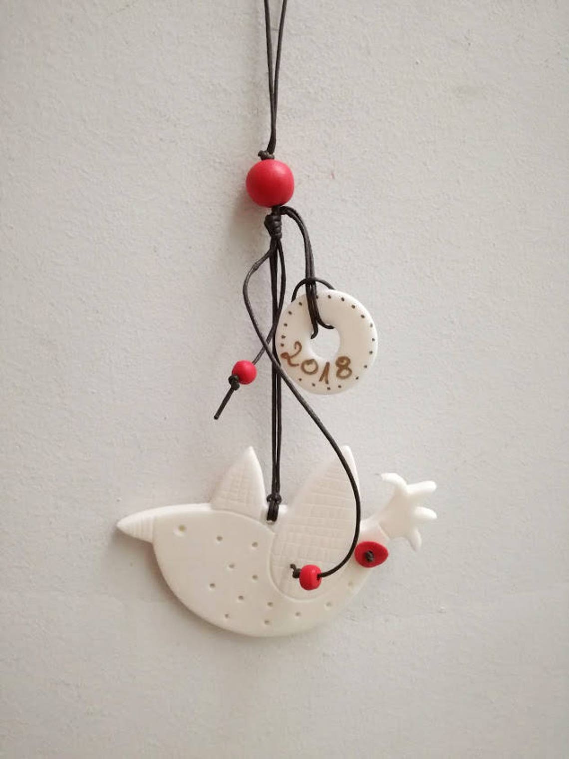 White Bird Ornament Xmas Tree Porcelain Bird Ornament With Etsy