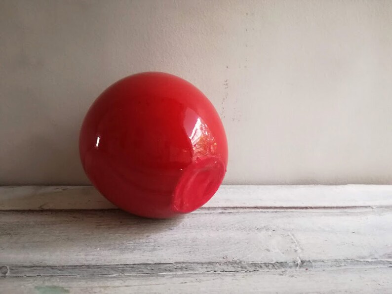 Red apple sculpture, ceramic apple in bright red, earthenware clay red apple with black, metal stem, life size red apple image 7