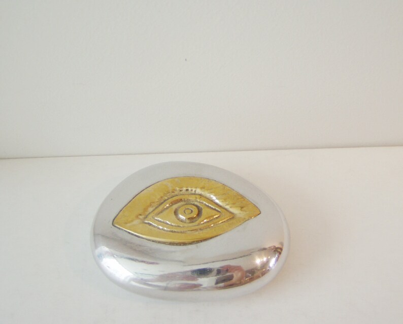 Brass Eye Paperweight Pebble Brass Eye on Aluminum Pebble Etsy