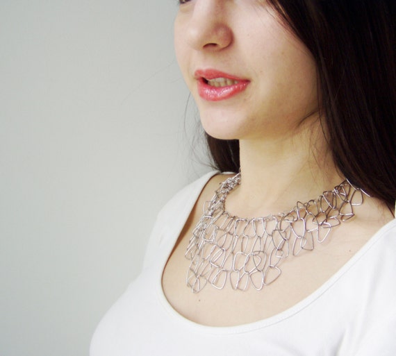Stunning multi chain necklace, sterling silver, choke… - Gem