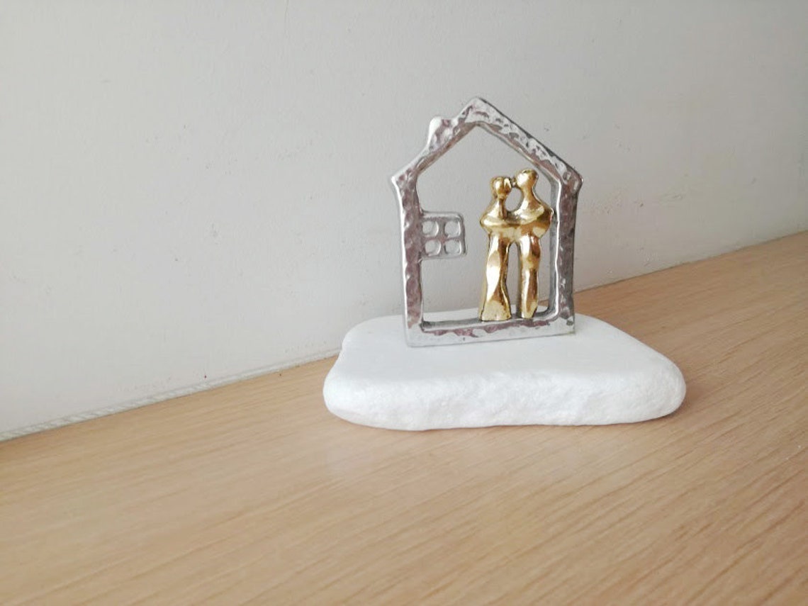 Haus und Paar Skulptur Aluminium Haus Umriss mit Messing | Etsy