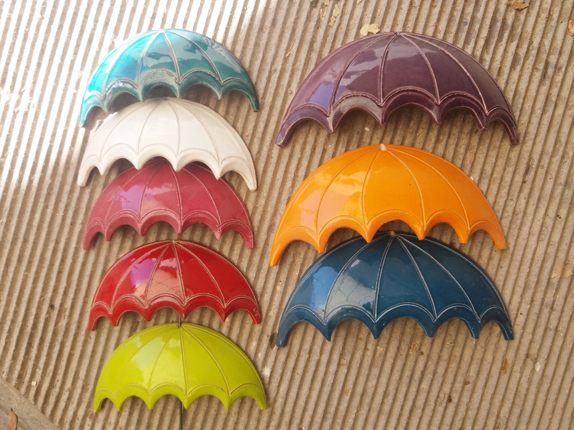 Orange Umbrella Ceramic Sculpture Earthenware Clay Wall Etsy