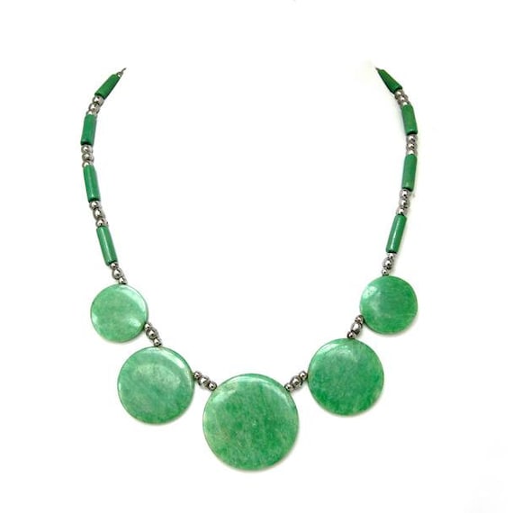 Green Bakelite Necklace, 1930s