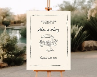 welcome signage | wedding signage | vintage car wedding | euro wedding | garden wedding | wedding welcome sign