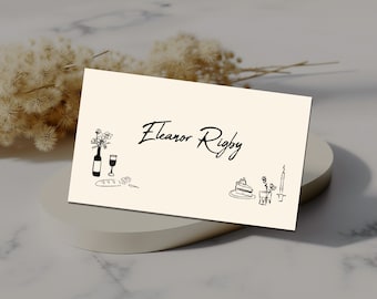 place card template, hand drawn place cards, wedding name cards, event name cards, custom name cards, downloadable place cards