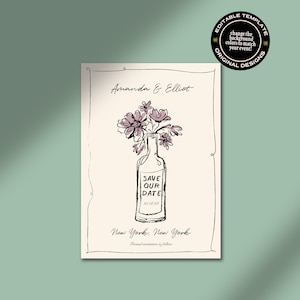 SAVE THE DATE | hand drawn illustration | funky handwritten invitation | simple modern | digital download