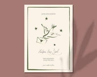 love birds save the date | garden wedding | handwritten save the date | hand drawn wedding invite | french style | scribble illustrations