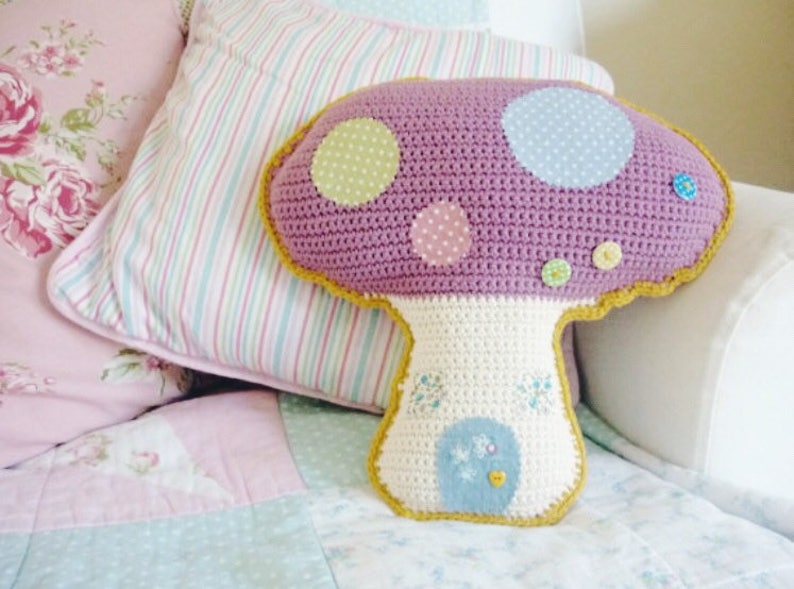 Toadstool / Mushroom Cushion: A Crochet PDF Pattern image 1