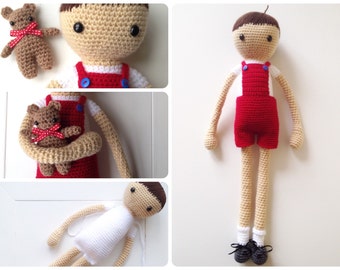 Arnold and Timo: A Crochet doll (and his bear) PDF Pattern