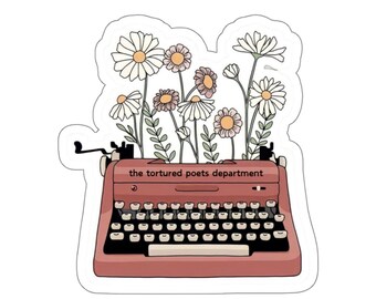Taylor Swift TTPD Kiss-Cut Sticker, Typewriter, Flowers, The Tortured Poets Department