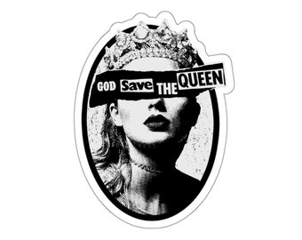 Taylor Swift, God Save the Queen, Kiss-Cut Stickers, transparent and white background, Swiftie, reputation, Taylor’s version