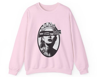 Taylor Swift, God Save the Queen, Unisex Heavy Blend™ Crewneck Sweatshirt, Swiftie, Reputation, Eras Tour