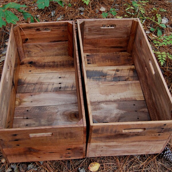 Set of Two X-Large Rolling Crates from Reclaimed Wood