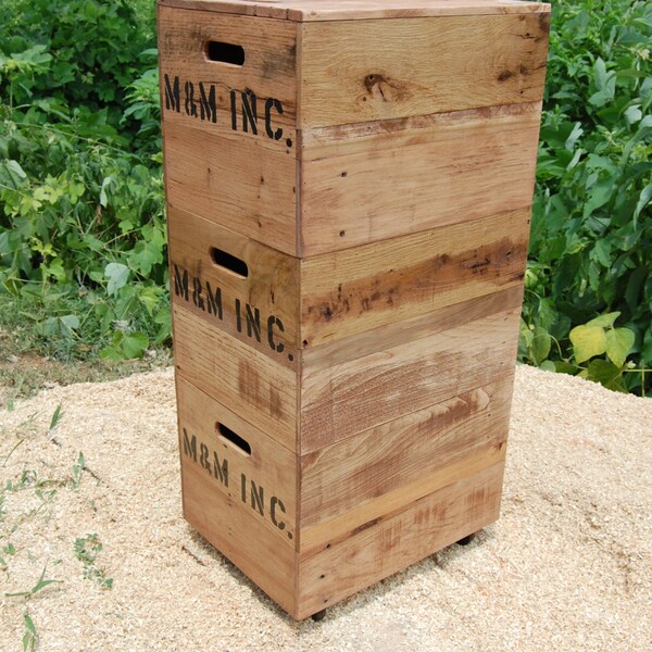 Wood File Cabinet/ Triple Stacking / File Crate/ Office Furniture/ Portable File Storage