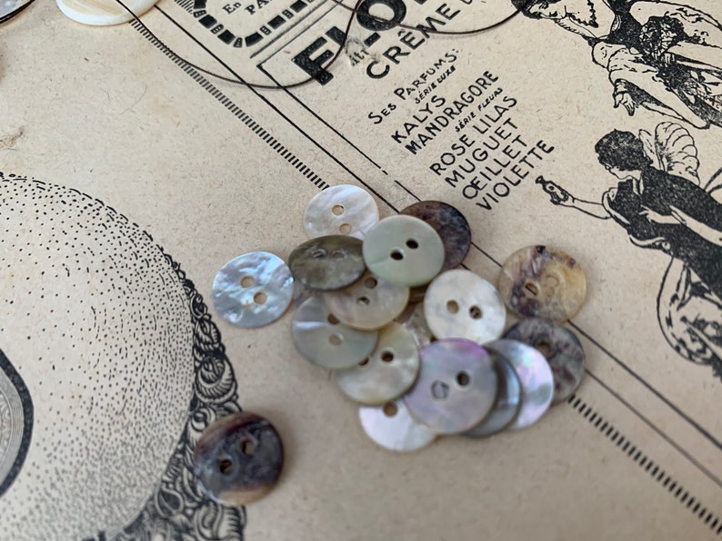 10mm shell buttons vintage style mother of pearl buttons buttons set of 15 natural vintage