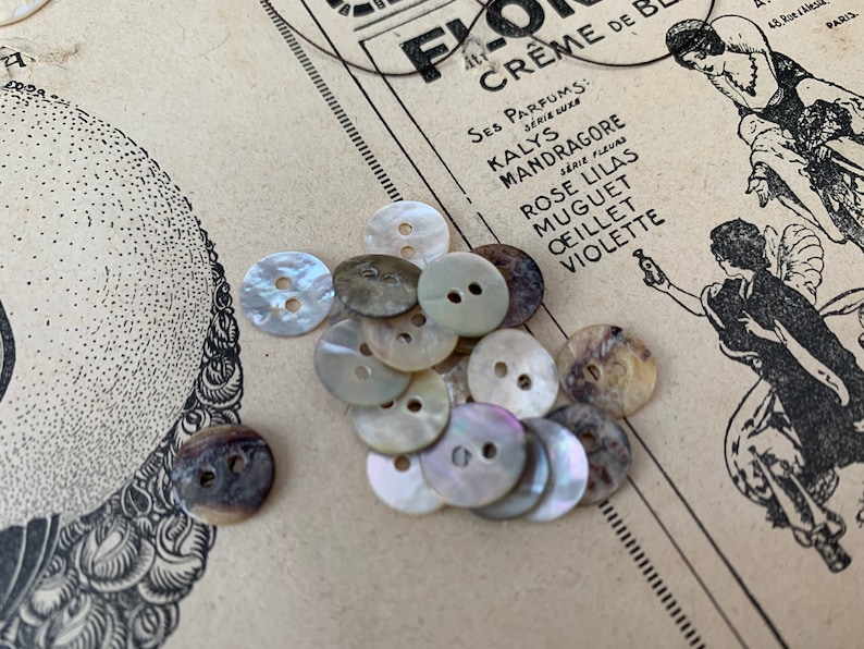10mm shell buttons vintage style mother of pearl buttons buttons set of 15 natural vintage