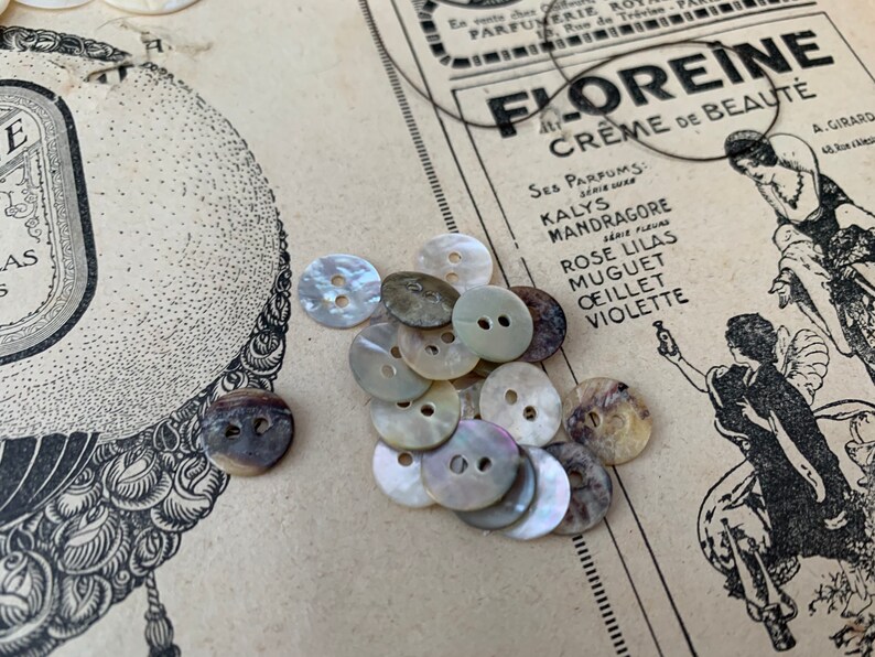 10mm shell buttons vintage style mother of pearl buttons buttons set of 15 natural vintage
